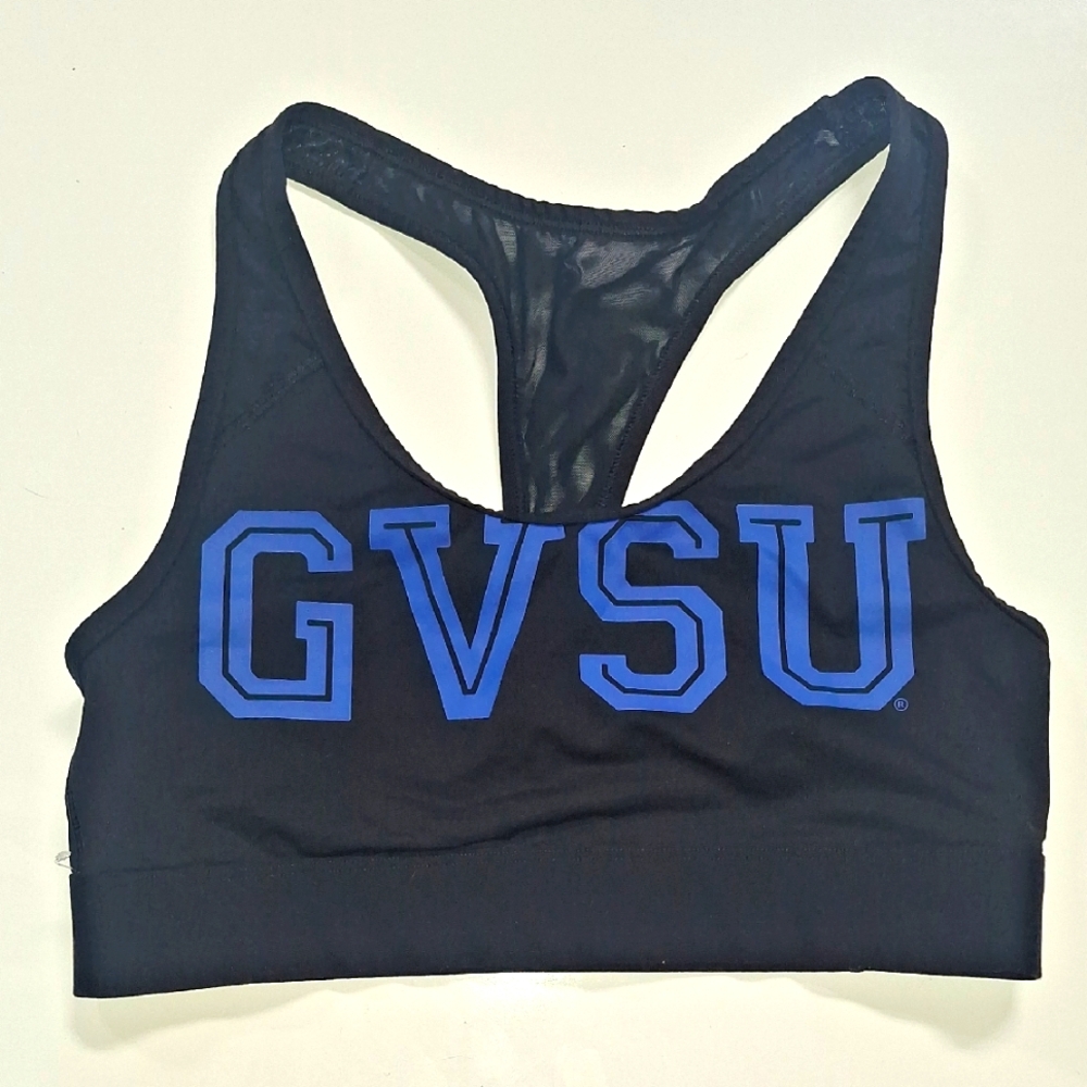 PINK Victoria's Secret GVSU Black and Blue Sports Bra Racerback